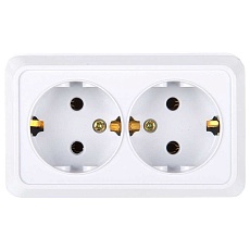 Розетка двойная 2П+3 открытой установки IP20 16А 250В (керамика) белая