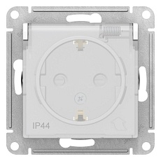 Розетка 2К+З Systeme Electric AtlasDesign 16A 250V со шторками и крышкой белая ATN440146