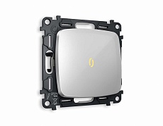 Комплект механизма 1-кл выключателя AMBRELLA VOLT с подсветкой 3200K OMEGA Серебро глянец QUANT (OP4020, VM101, G11Y) MO402010