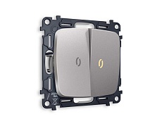 Комплект механизма 2-кл выключателя AMBRELLA VOLT с подсветкой 3200K OMEGA Сталь матовый QUANT (OP5040, VM115, G11Y) MO504010