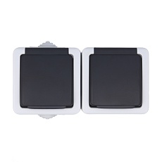 Розетка LK Studio двойная с з/к, EF602G, 16A (серый) 80008