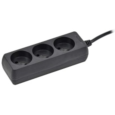 Удлинитель У3 3 места без заземления 5м 2х0,75мм2 10А 250В черный IEK WYP10-06-03-05-K02