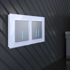 Сенсорный выключатель двухклавишный Werkel с подсветкой серебряный W4520006 4690389179563 1