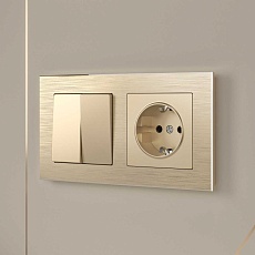 Выключатель двухклавишный Werkel шампань W1120011 4690389157134 1