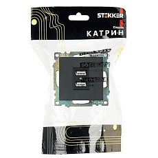 Розетка 2хUSB Stekker Катрин черный GLS10-7115-05 39616 4