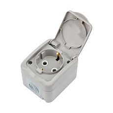 Розетка одноместная Mini OG IP54, с заземлением, о/у, серая KRANZ KR-78-0817 2