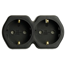 Разветвитель сетевой 2-местный с/з Stekker ADP16-12-21, 250V,16A, ABS огнеустойчивый пластик, черный 50107
