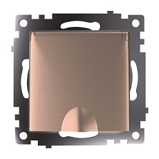 Розетка 2P+PE Stekker Катрин со шторками крышкой шампань GLS16-7112-02 39594 2