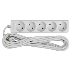 Удлинитель бытовой General GES-10-2x075-5-7m, 10А, 2х0,75 мм2, 5 мест, 7 метров, без заземления, без вылючателя