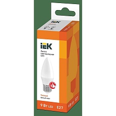 Лампа светодиодная IEK E27 9W 3000K матовая LLE-C35-9-230-30-E27 1