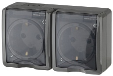 Розетка ЭРА Эксперт 2х2P+E IP54 со шторками 16A 250V 11-2404-03 Б0020719