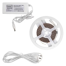 Лента светодиодная General GLS-2835-120-9.6-12-IP20-PRO-6-5-KIT готовый комплект 5м с адаптером