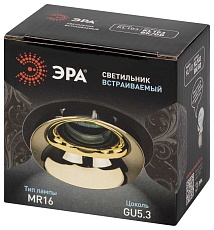 Светильник встраиваемый декоративный ЭРА KL103 BK/GD под лампу MR16 GU5.3 черный/золото Б0056357 5