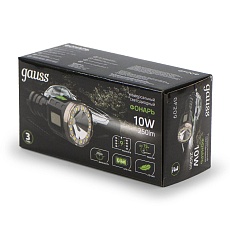 Ручной светодиодный фонарь Gauss аккумуляторный 185х106 250 лм GF209 2