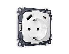 Комплект механизма электрической розетки AMBRELLA VOLT OMEGA Белый матовый 2USB A+C 20W (быстрая зарядка) с/з QUANT (OP1300, VM160) MO130010