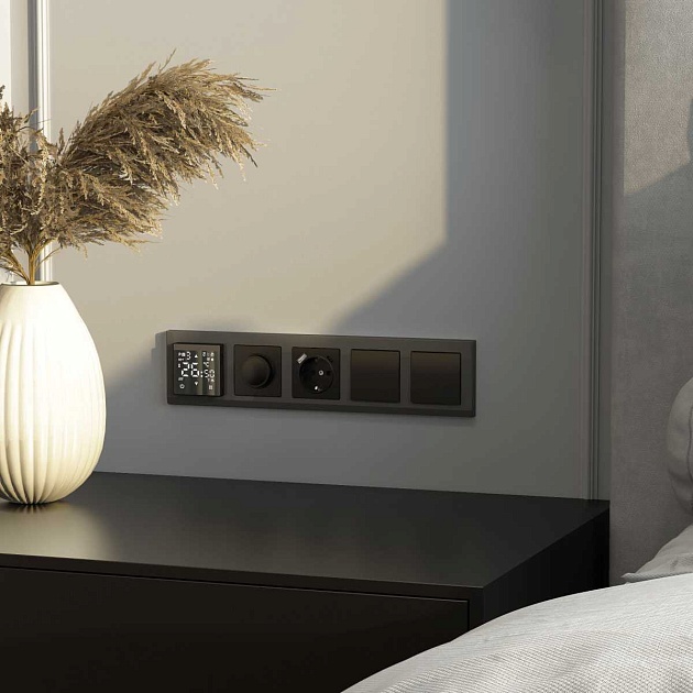 Выключатель Werkel одноклавишный проходной черный матовый W1112008 4690389156663 Фото № 4