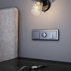 Выключатель Werkel двухклавишный проходной графит рифленый W1122004 4690389158483 2