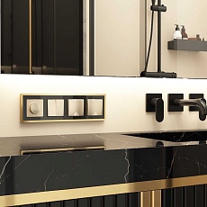 Рамка Werkel Baguette на 4 поста айвори черный/латунь W0042852 4690389193323 2