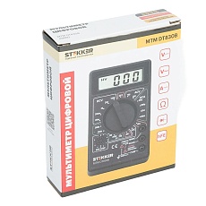 Мультиметр цифровой, портативный,1999 отсчетов, батарея крона, ручная регулировка, черный Stekker MTM DT830B 49992 4