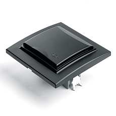 Розетка 2P+PE Stekker Эрна со шторками крышкой черный PST16-9012-03 39481 1