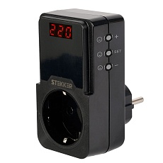 Реле напряжения для розетки регулируемое Stekker VPR-200B, 230В,16A,черный 50690