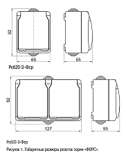 Розетка 2P+PE IEK Fors с крышкой серая ERS12-K03-16-54-DC 1