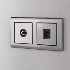 Лицевая панель Werkel розетки RJ45 и RJ11 глянцевый никель WL02-RJ-CP 4690389100406 1