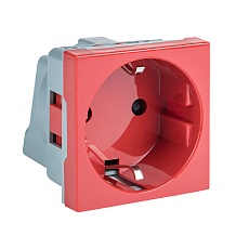 Розетка 45х45 с заземлением, 90 градусов, красная EKF E2MR16-028-70