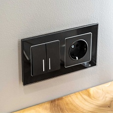 Выключатель двухклавишный проходной с подсветкой Werkel черный матовый W1122108 4690389156731 1