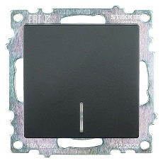 Выключатель одноклавишный Stekker Катрин с подсветкой черный GLS10-7101-05 39605