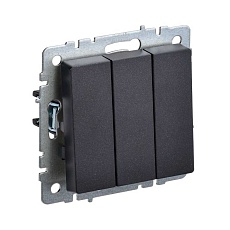 Выключатель трехклавишный IEK Brite черный BR-V30-0-10-K02