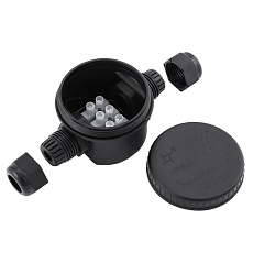 Коробка распределительная водонепроницаемая круглая 2 вых. с 3-конт.коннектором, 450V,106х64х46 LD544 49232 1