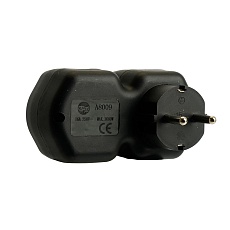 Разветвитель сетевой 2-местный с/з Stekker ADP16-12-21, 250V,16A, ABS огнеустойчивый пластик, черный 50107 1