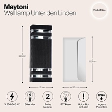 Уличный настенный светильник Maytoni Unter den Linden O578WL-02B 1