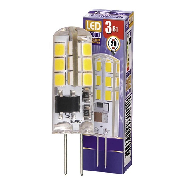 Лампа светодиодная Jazzway G4 3W 2700K прозрачная 1032041 Фото № 1