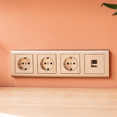 Накладка для телефонной розетки Werkel RJ-11 (шампань рифленый) W1192010 4690389160707 1