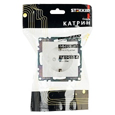 Розетка 2P+PE Stekker Катрин со шторками белый GLS16-7110-01 39304 1