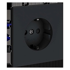 Розетка встраиваемая Voltum S70 с заземлением и защитными шторками, 16А, (графит) VLS040207 1