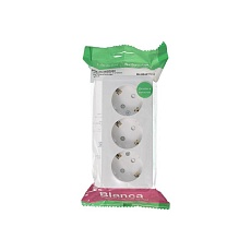 Розетка тройная 2К+3 Systeme Electric Blanca 16A 250V со шторками белая BLNRA011311