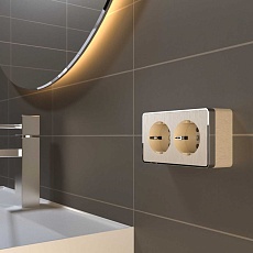 Розетка Werkel двойная с заземлением Gallant шампань рифленый W5072110 4690389164682 1