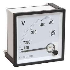 Вольтметр аналоговый Э47 500В класс точности 1,5 96х96мм IEK IPV20-6-0500-E