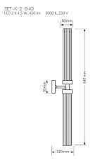 Настенный светильник KUTEK MOOD Seti SET-K-2(T)II 640 2