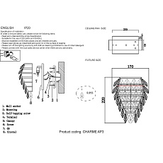 Настенный светильник Crystal Lux Charme AP3 Gold/Transparent 1
