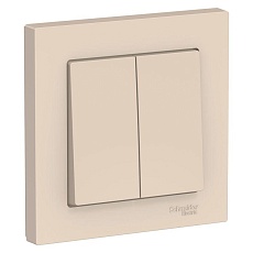 Выключатель двухклавишный Systeme Electric AtlasDesign 10A 250V бежевый ATN000252