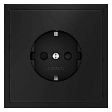 Розетка встраиваемая Voltum S70 с заземлением и защитными шторками, 16А, (черный матовый) VLS040208
