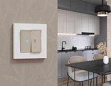 Комплект механизма 2-кл выключателя AMBRELLA VOLT с подсветкой 10000K ALFA Серо-бежевый матовый QUANT (AP3640, VM115, G17B) MA364020 4