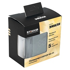 Терморегулятор Wi-Fi (механизм), Stekker, 250В, 3500Вт Эмили, RSW00-5119-10, платиново-серый, soft touch 50378 2