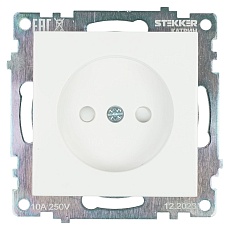 Розетка 2P Stekker Катрин со шторками белый GLS10-7109-01 39303