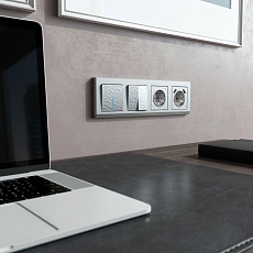 Выключатель Werkel Hammer двухклавишный проходной с подсветкой серебряный W1222106 4690389162633 2