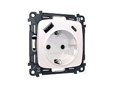 Комплект механизма электрической розетки AMBRELLA VOLT OMEGA Жемчуг 2USB A+C 20W (быстрая зарядка) с/з QUANT (OP2100, VM160) MO210010